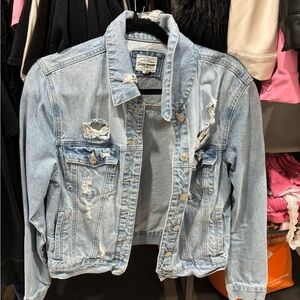 Light Blue Distressed Jean Jacket